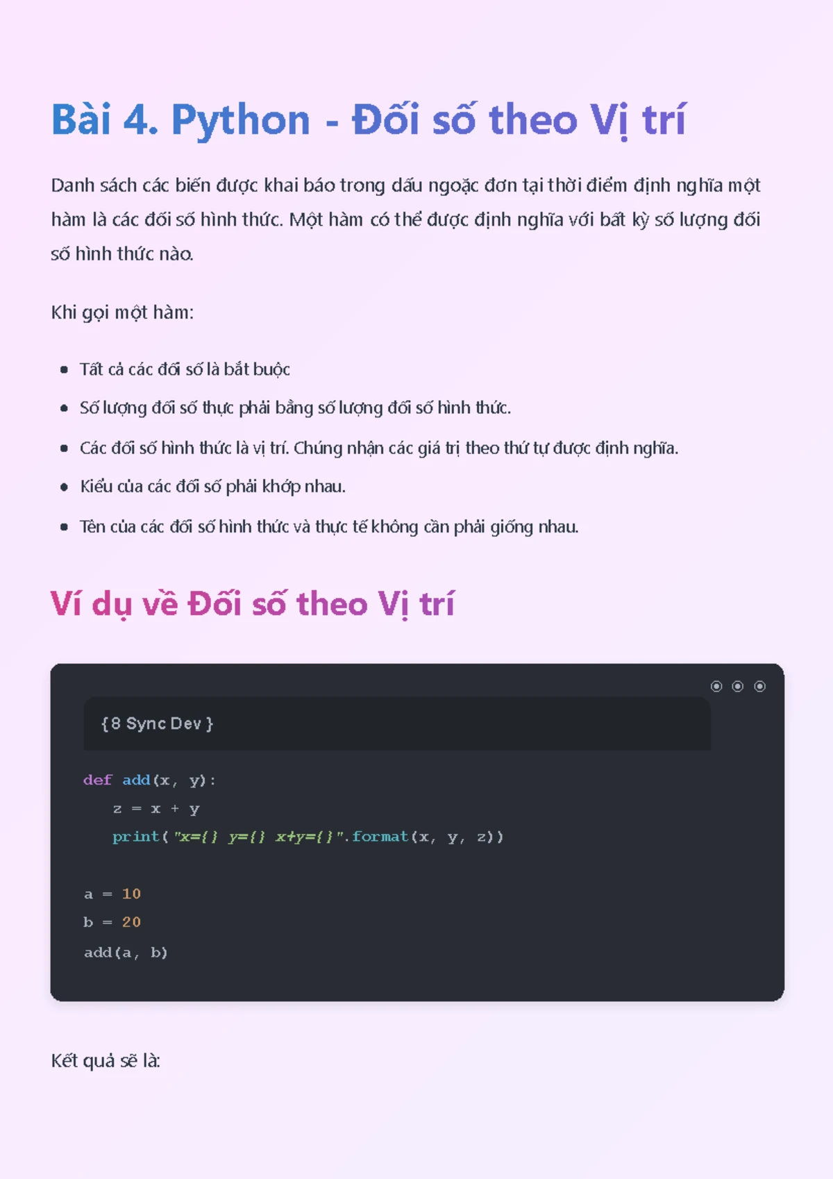 Bài 3: Tham số Chỉ từ Khóa trong Python - Hướng Dẫn và Ví Dụ - Studocu