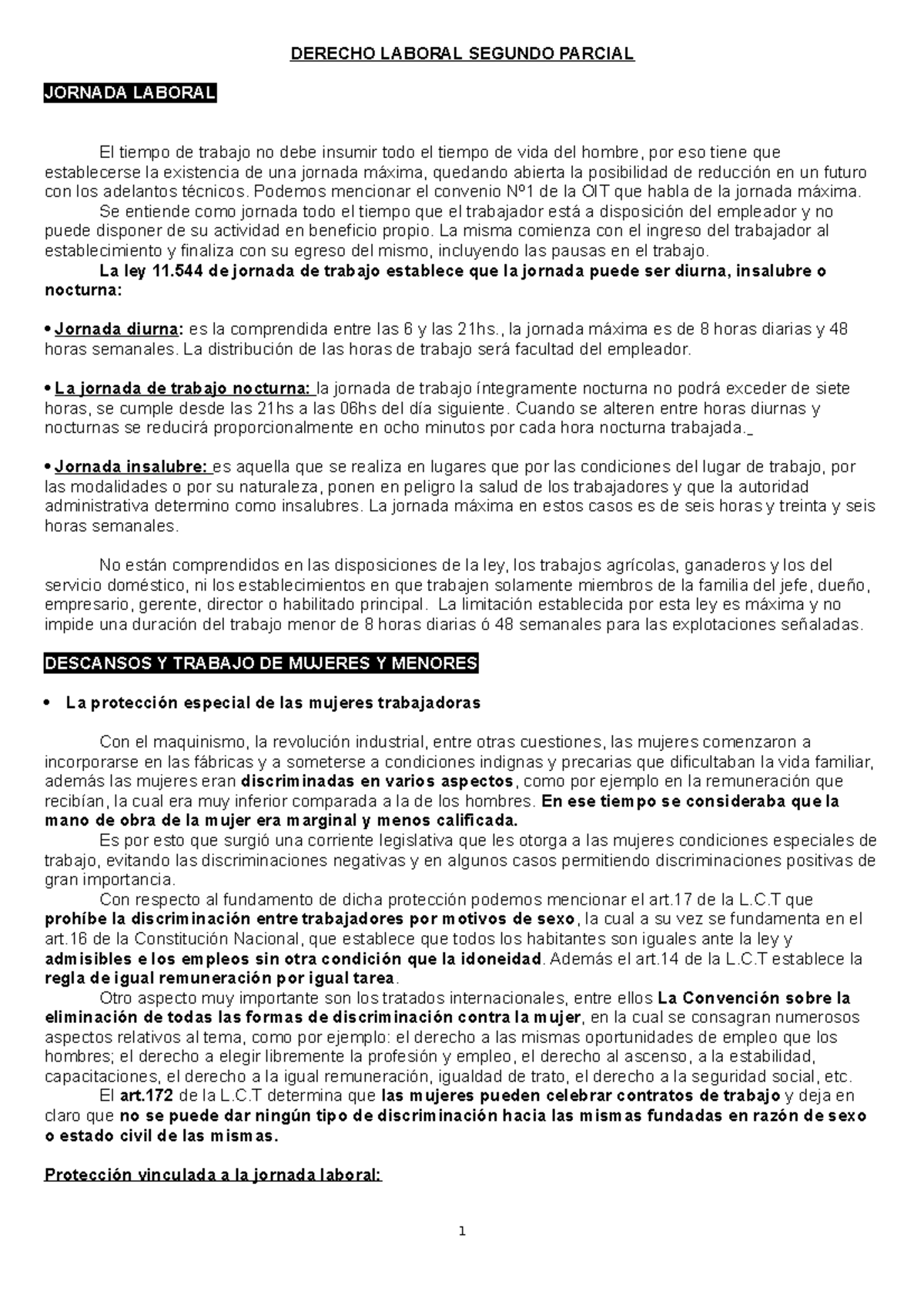 Resumen segundo parcial Laboral - DERECHO LABORAL SEGUNDO PARCIAL ...