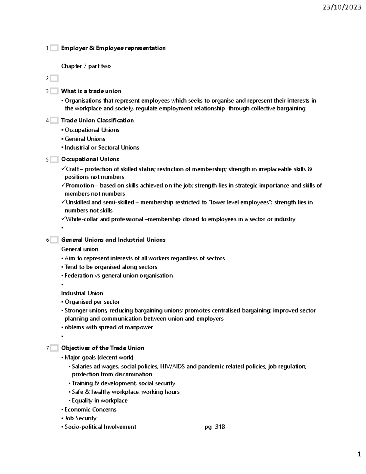 ABV 320 Unit 4 - Summary of Trade Union Concepts from Chapter 7 - Studocu
