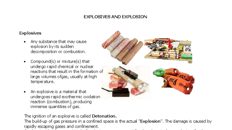 Unit-4 Lesson-2: Understanding Explosives and Their Mechanisms - Studocu