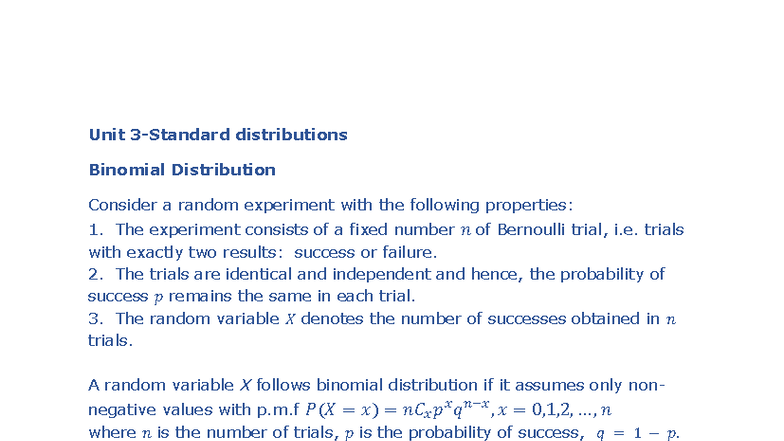 Binomial Distribution Overview and Applications in Statistics - Studocu