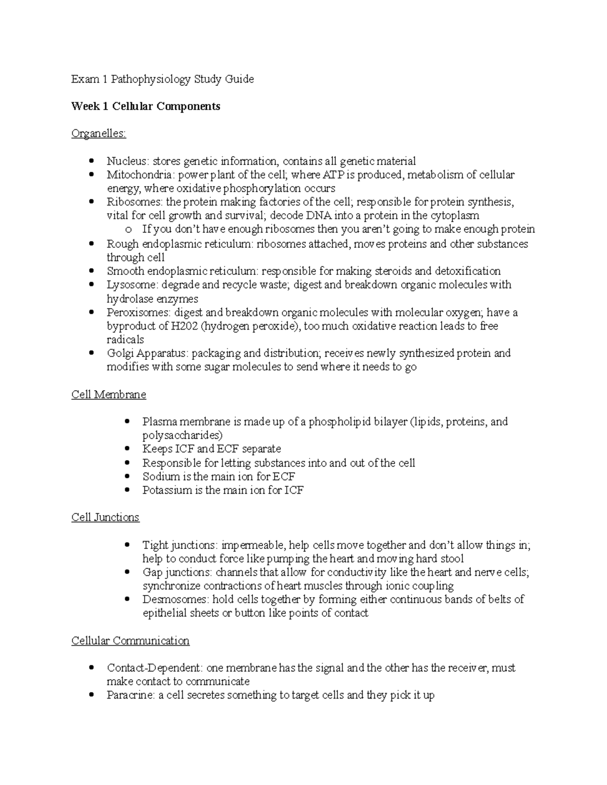 Patho 101: Exam 1 Study Guide for Pathophysiology - Studocu