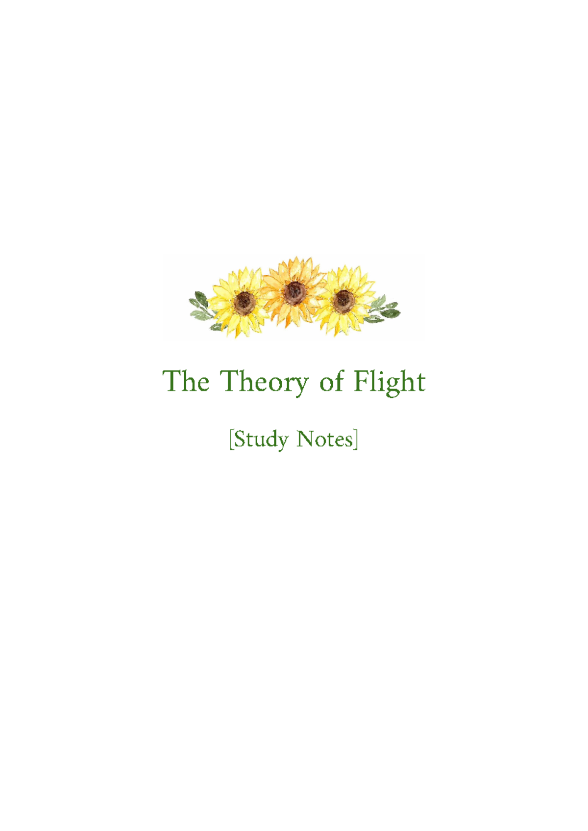 The Theory of Flight: Comprehensive Study Notes for Enhancing ...