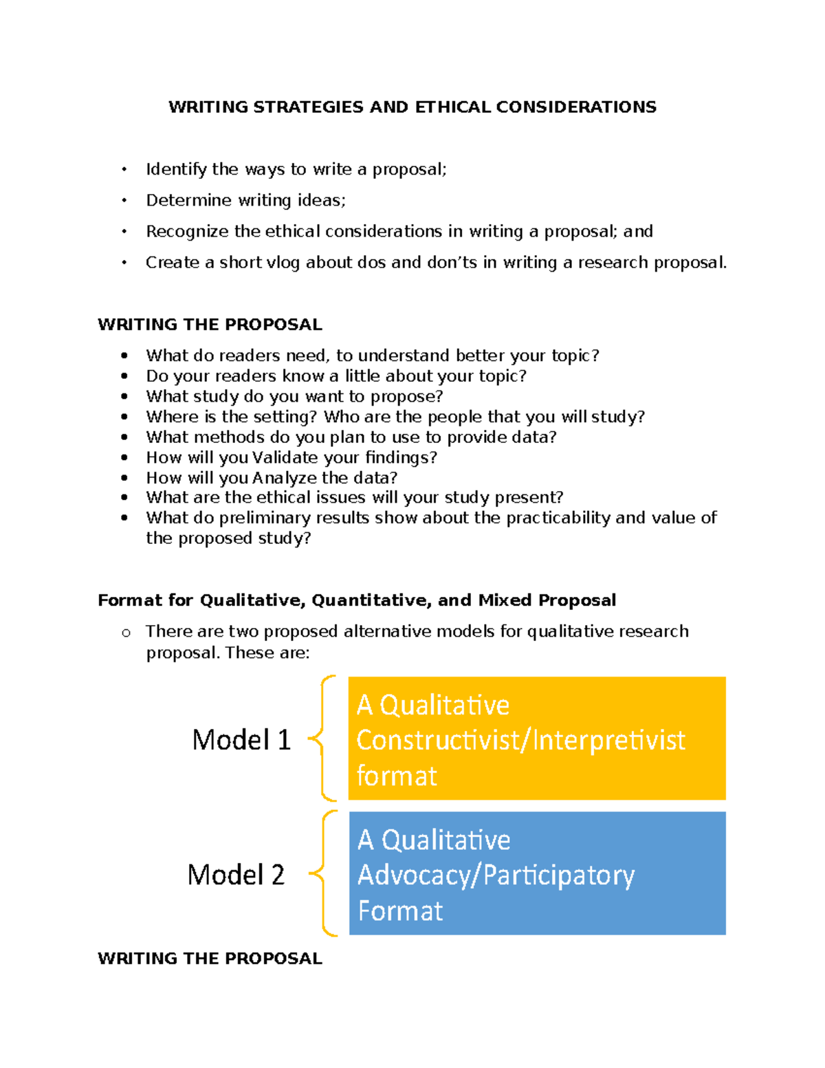 Writing Strategies & Ethical Considerations for Proposals (ENG101 ...