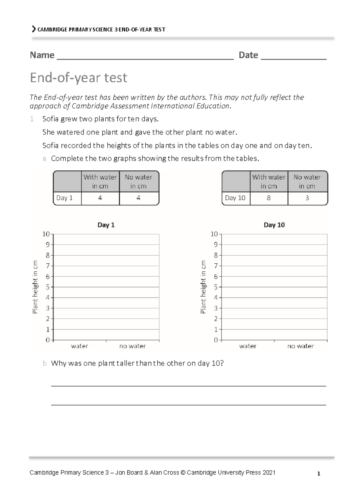 CAMBRIDGE PRIMARY SCIENCE 3 END OF YEAR TEST - Studocu