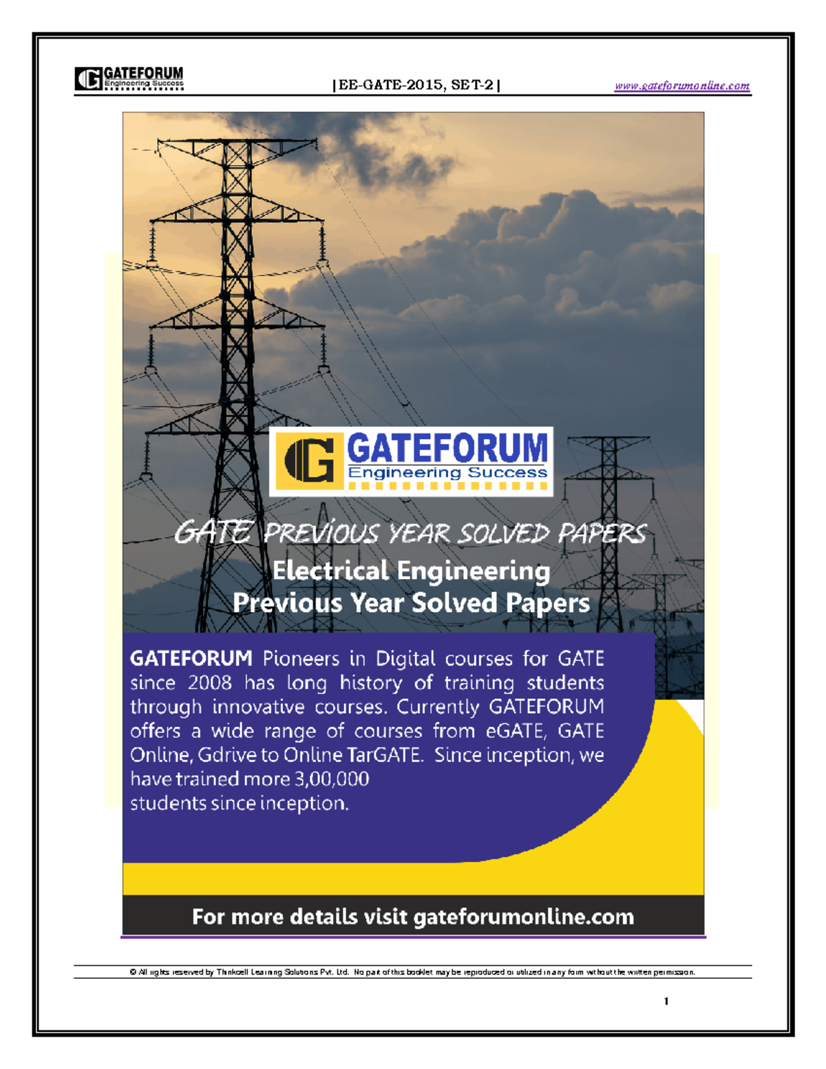 EE GATE 2015 Set 2: General Aptitude & Electrical Engineering Questions ...