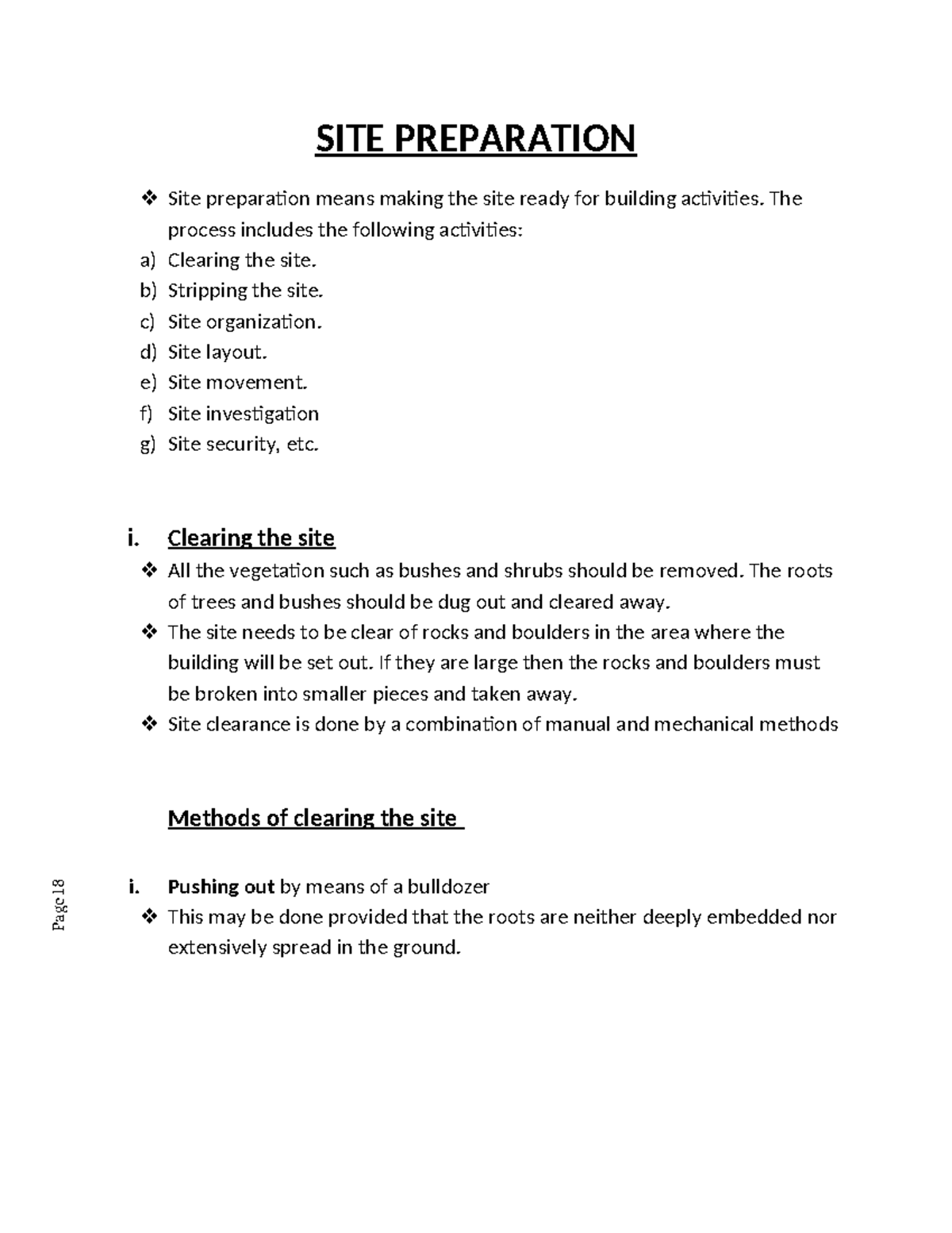 SITE PREPARATION - Comprehensive Guide for Construction Activities ...
