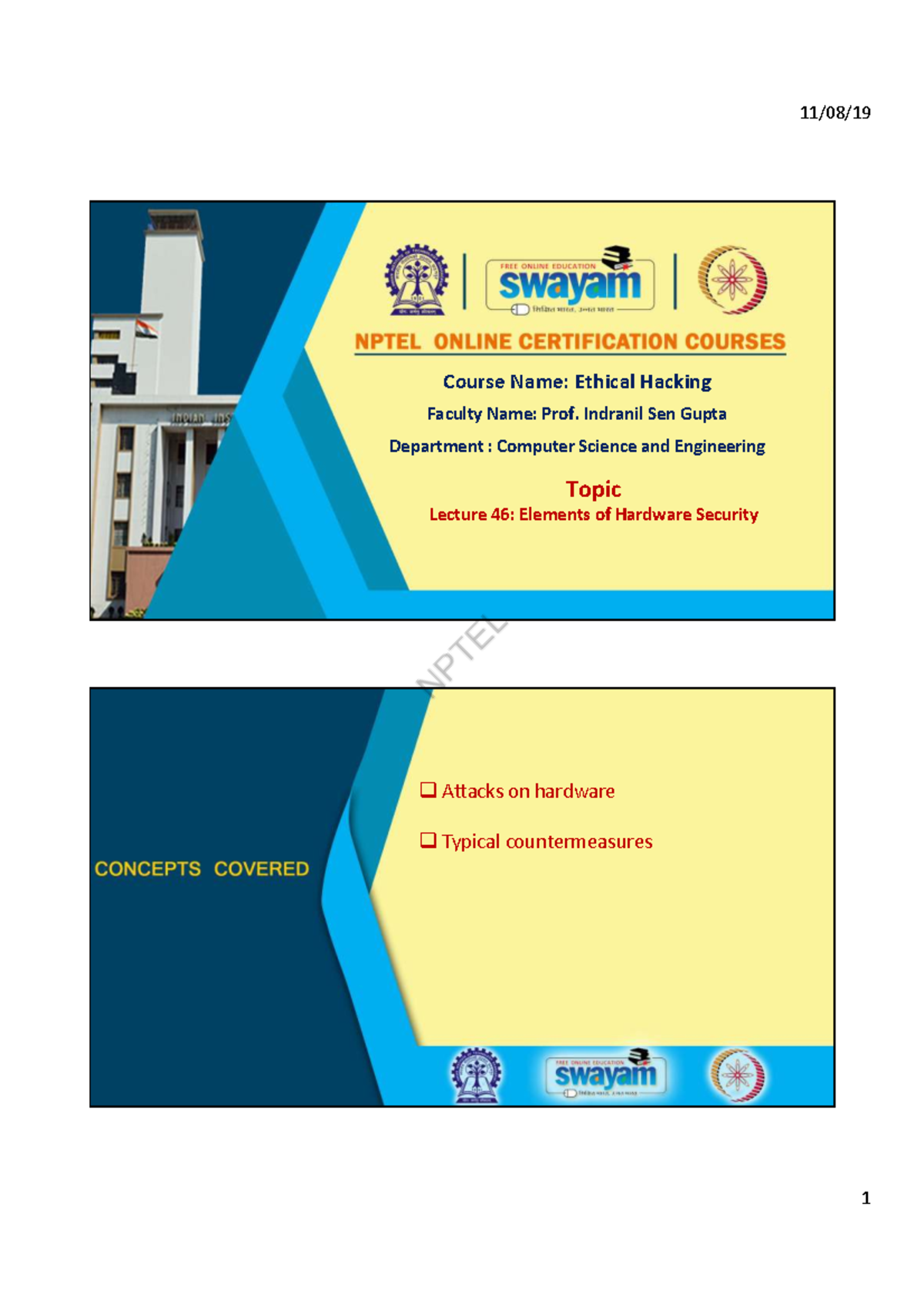 Ethical Hacking (CSE) Lecture 46-48: Hardware Security & Side Channel ...