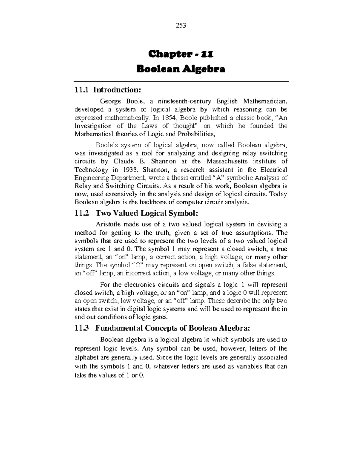 253 Math 123 Boolean Algebra Chapter 11: Introduction to Boolean Logic ...