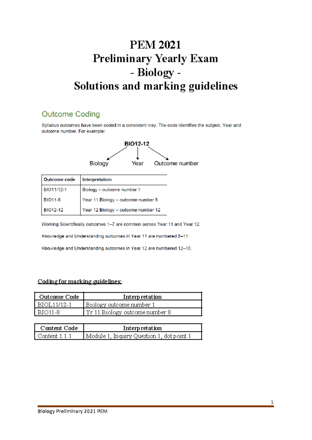 PEM 2021 Biology Preliminary Exam Solutions & Marking Guidelines - Studocu