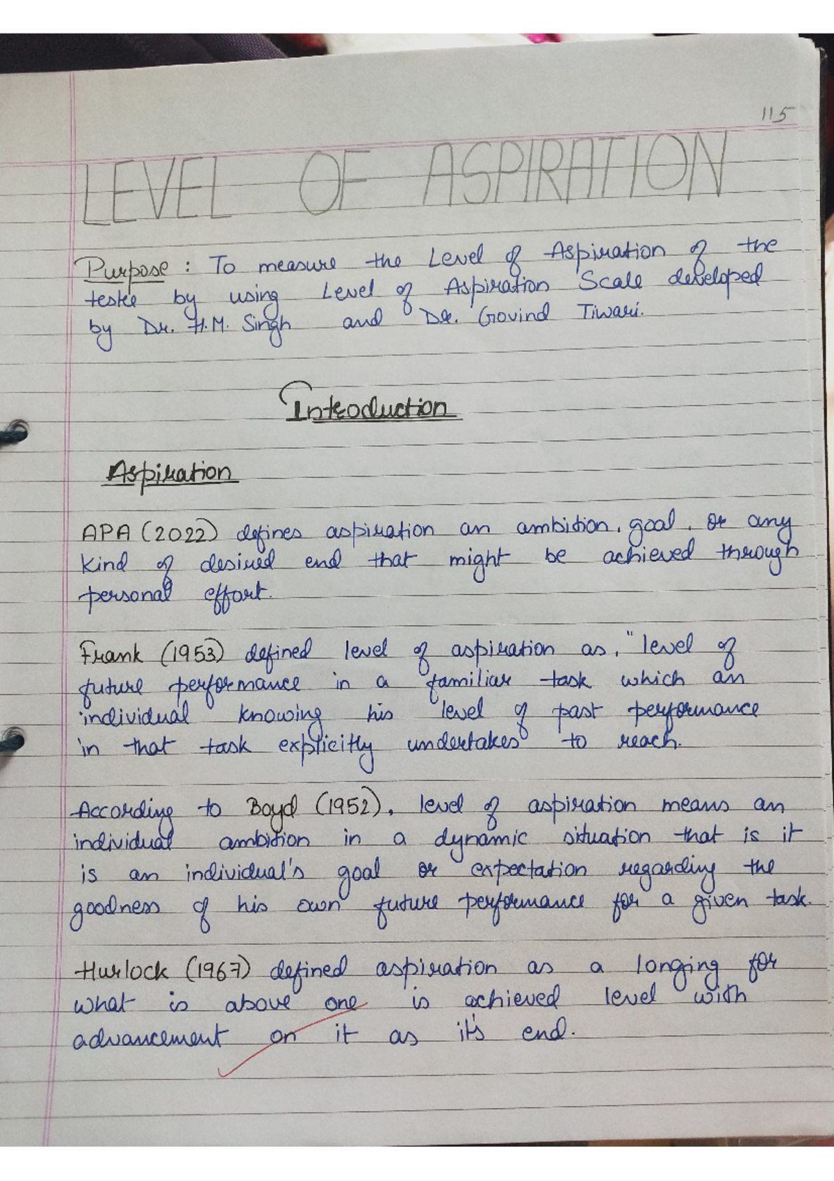 LOA - PYSC 2nd Yr Practical: Understanding Level of Aspiration Concepts ...