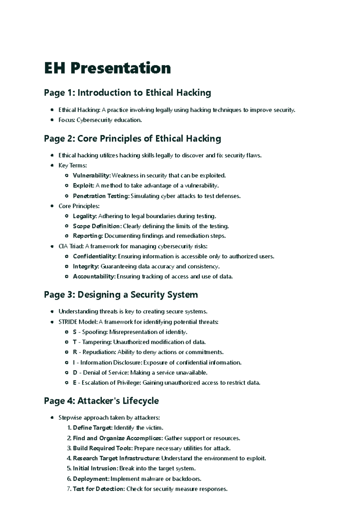 Ethical Hacking Overview: Core Principles & Cyber Attack Types - Studocu