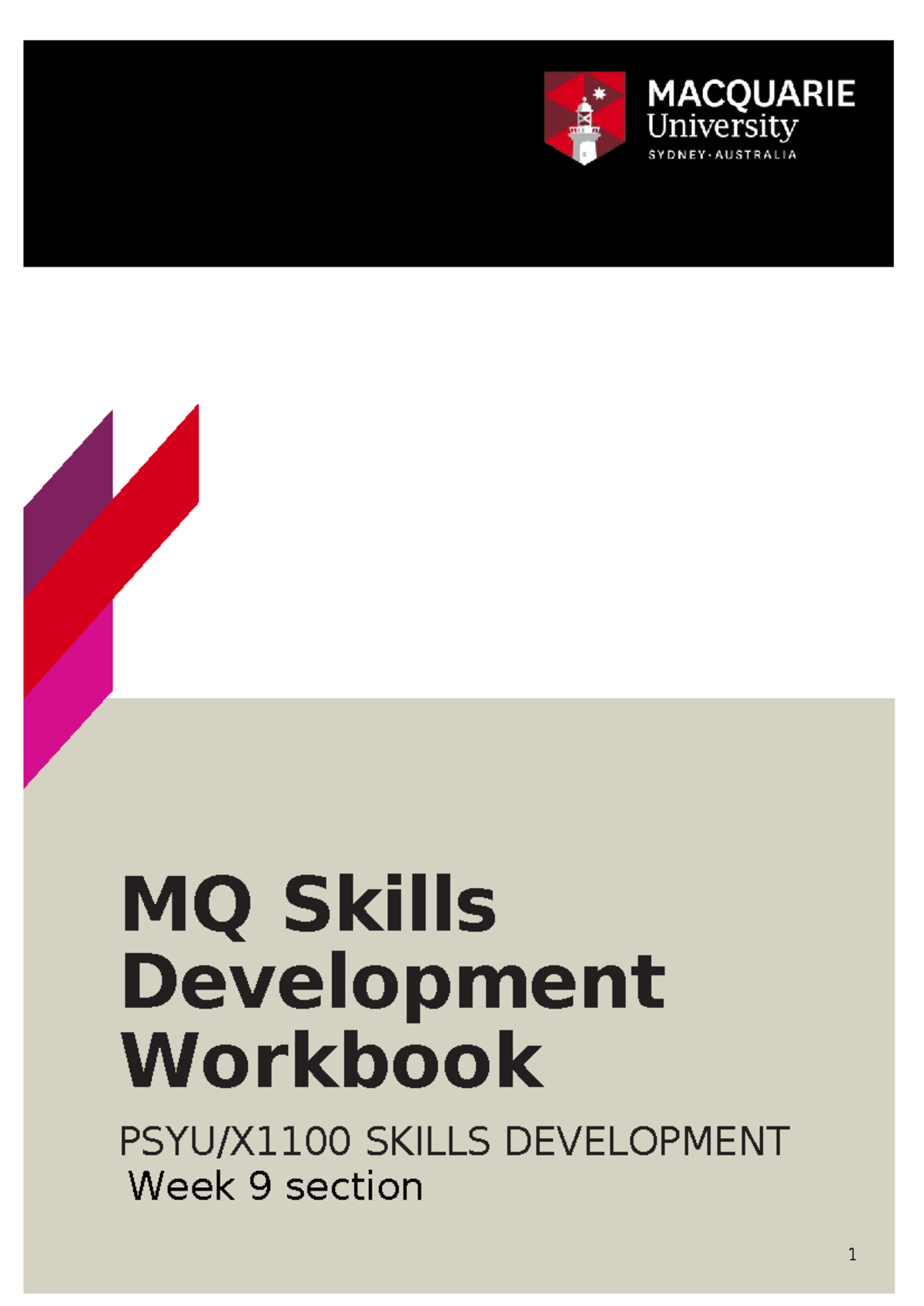 Course Content Workbook: Skills Development Week 9 Activities - Studocu