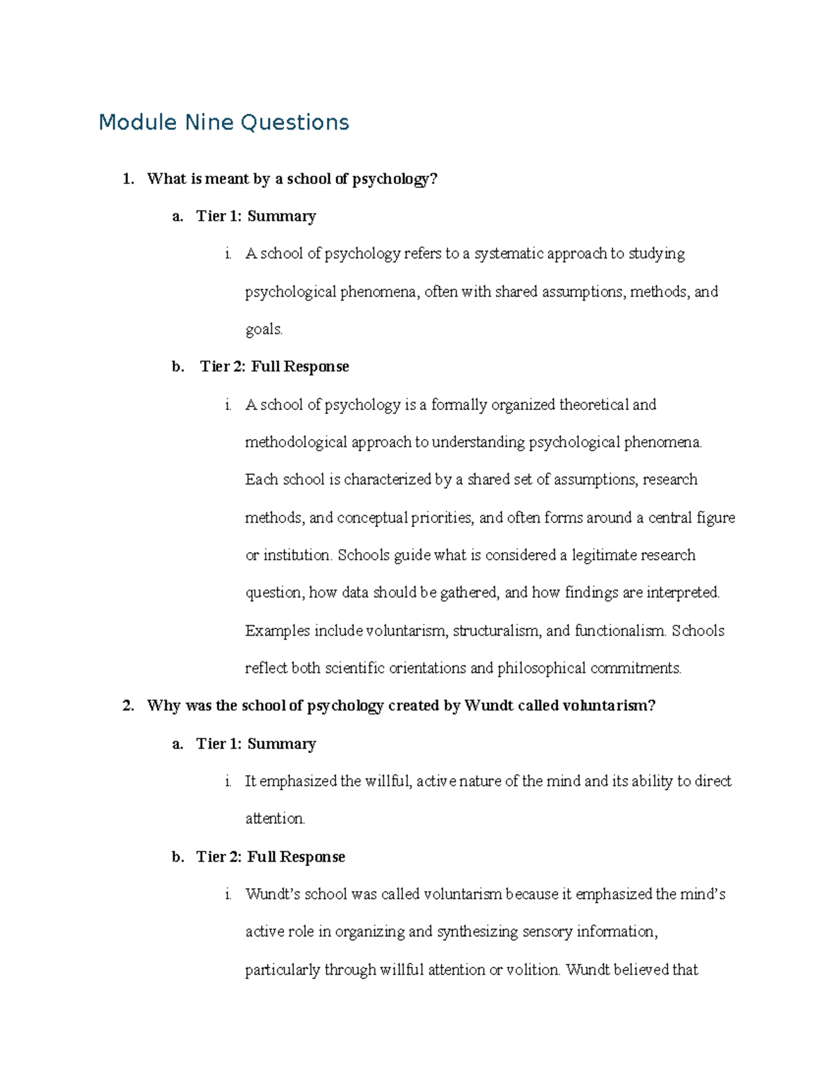TBS Module Nine psychology questions and summaries - Studocu