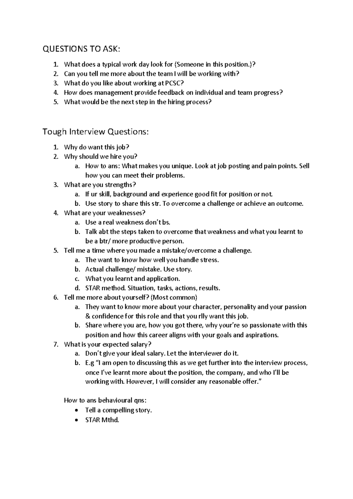 Interview Preparation Notes - ICA#3 - Studocu
