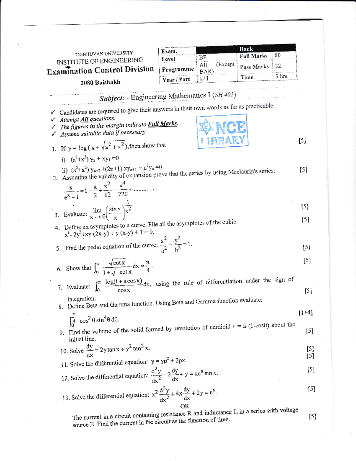 Math I - jhdsdukjadm,smcfdjekwn smax - ) Attempt ' All questions' fii l ...