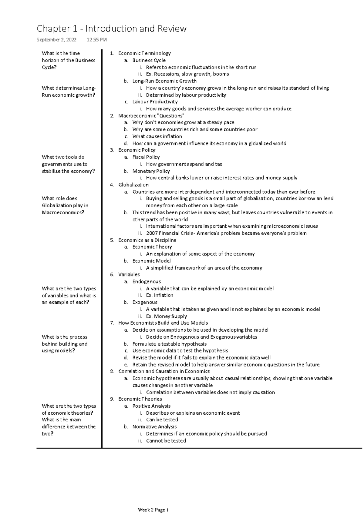 Chapter 1 - Intro to Economics & Review Concepts [ECON 282] - Studocu