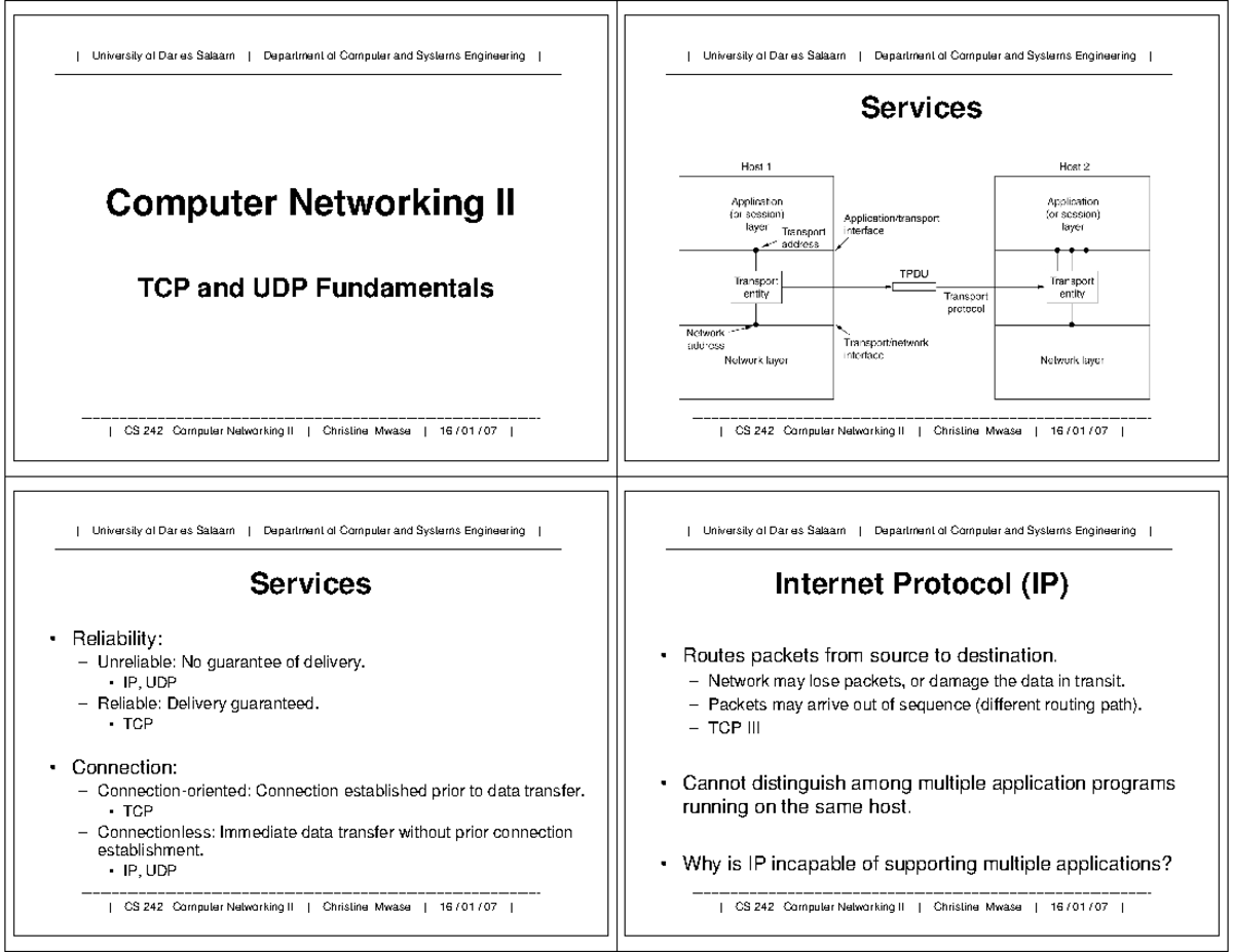 CS 242 TCP/IP Lecture Notes: Comprehensive Theory Overview - Studocu