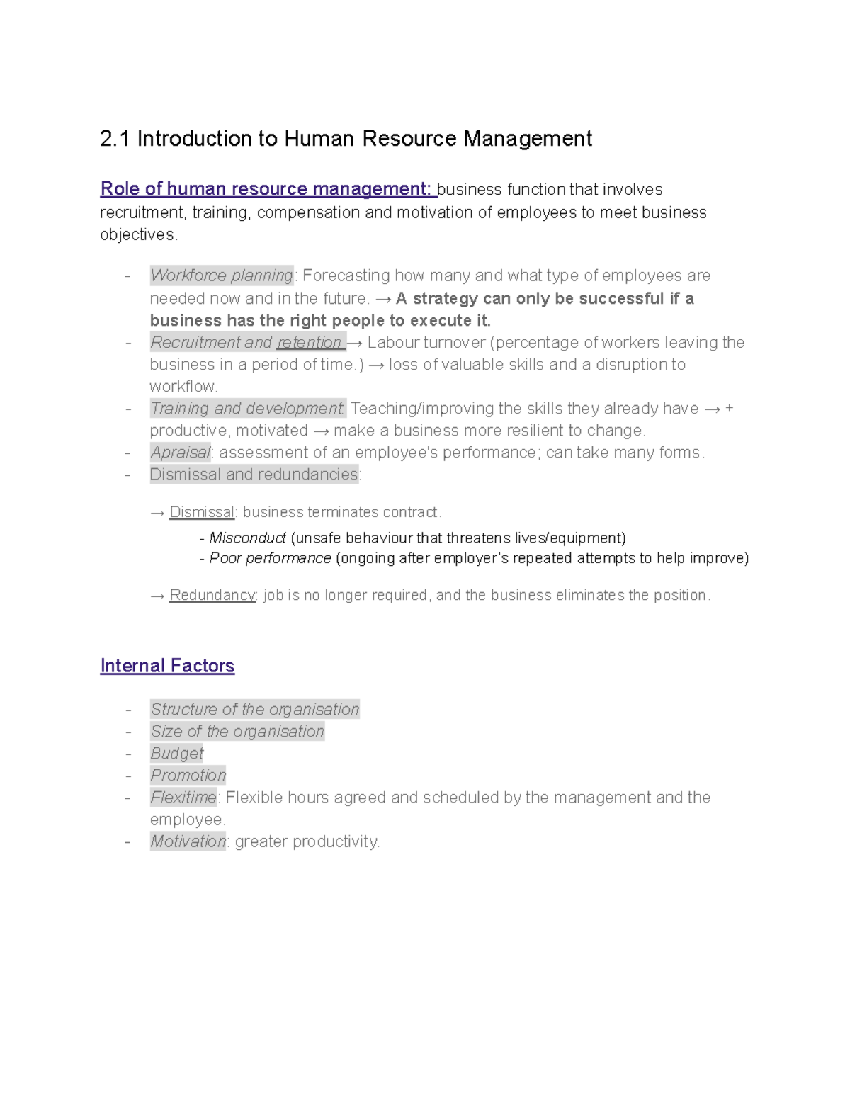 Unit 2: HR Management Concepts in IB Business Studies - Studocu