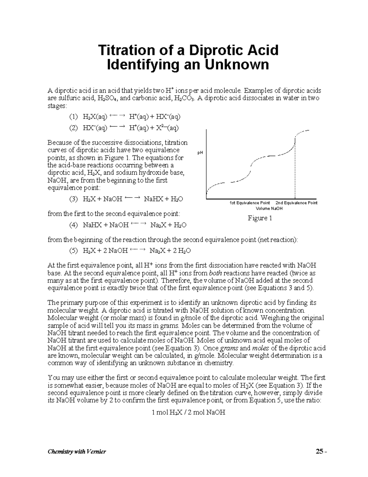 Identiftying an unknown acid by titrationdocx - Volume NaOH pH 1st ...