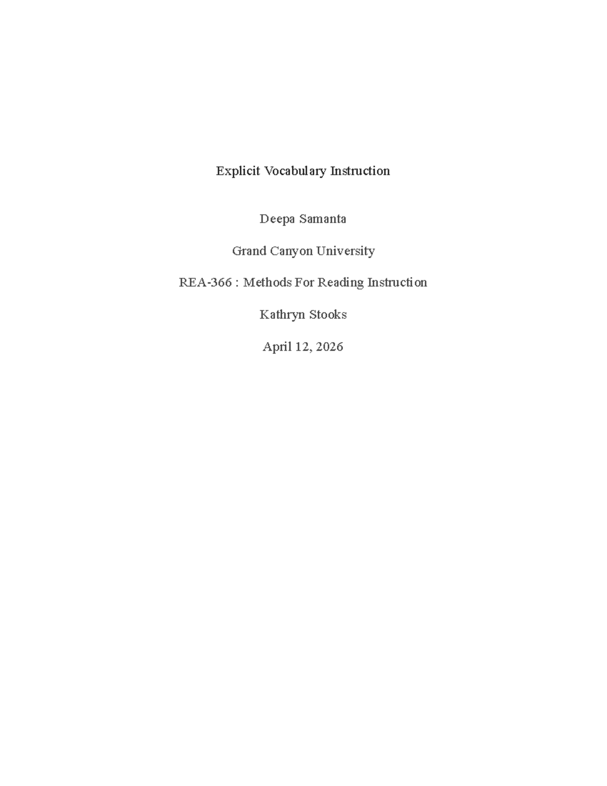 Explicit Vocabulary Instruction Benchmark for Reading Methods (EDU 202 ...