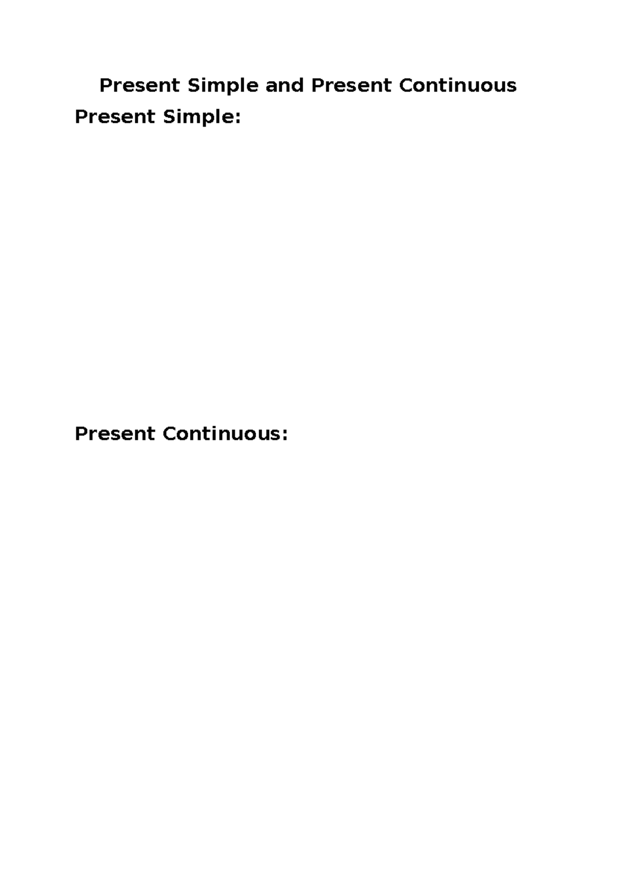 Present Simple & Continuous: Assignment Exercises for Practice - Studocu