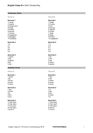 Focus 4 2E Grammar Quiz Unit 6.5 Group A & B Answer Key - Studocu