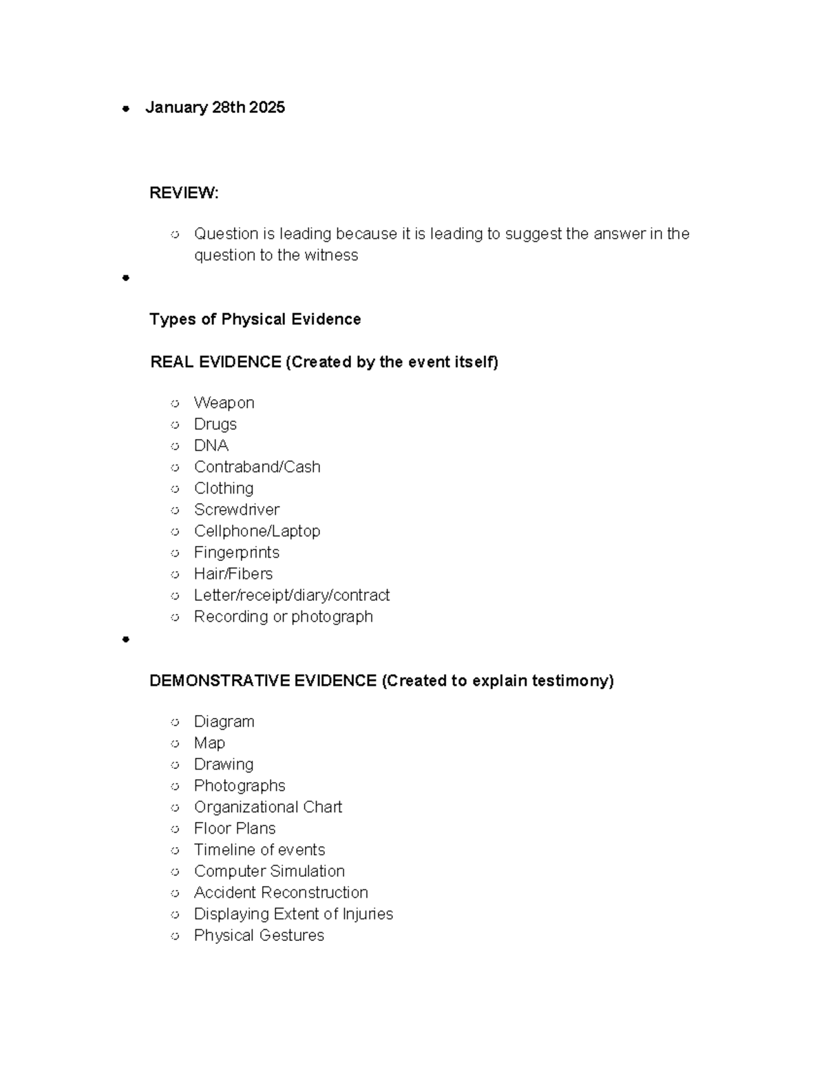Evidence Class Notes - Week 3: Types of Evidence and Authentication ...