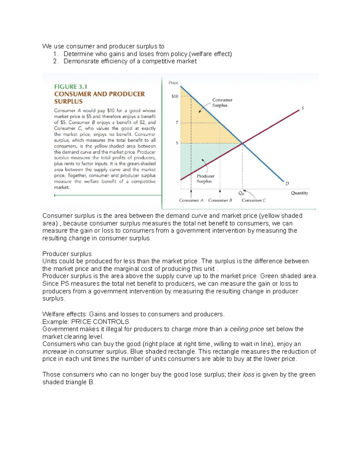 220Cpt3 - Exam notes - We use consumer and producer surplus to 1 ...