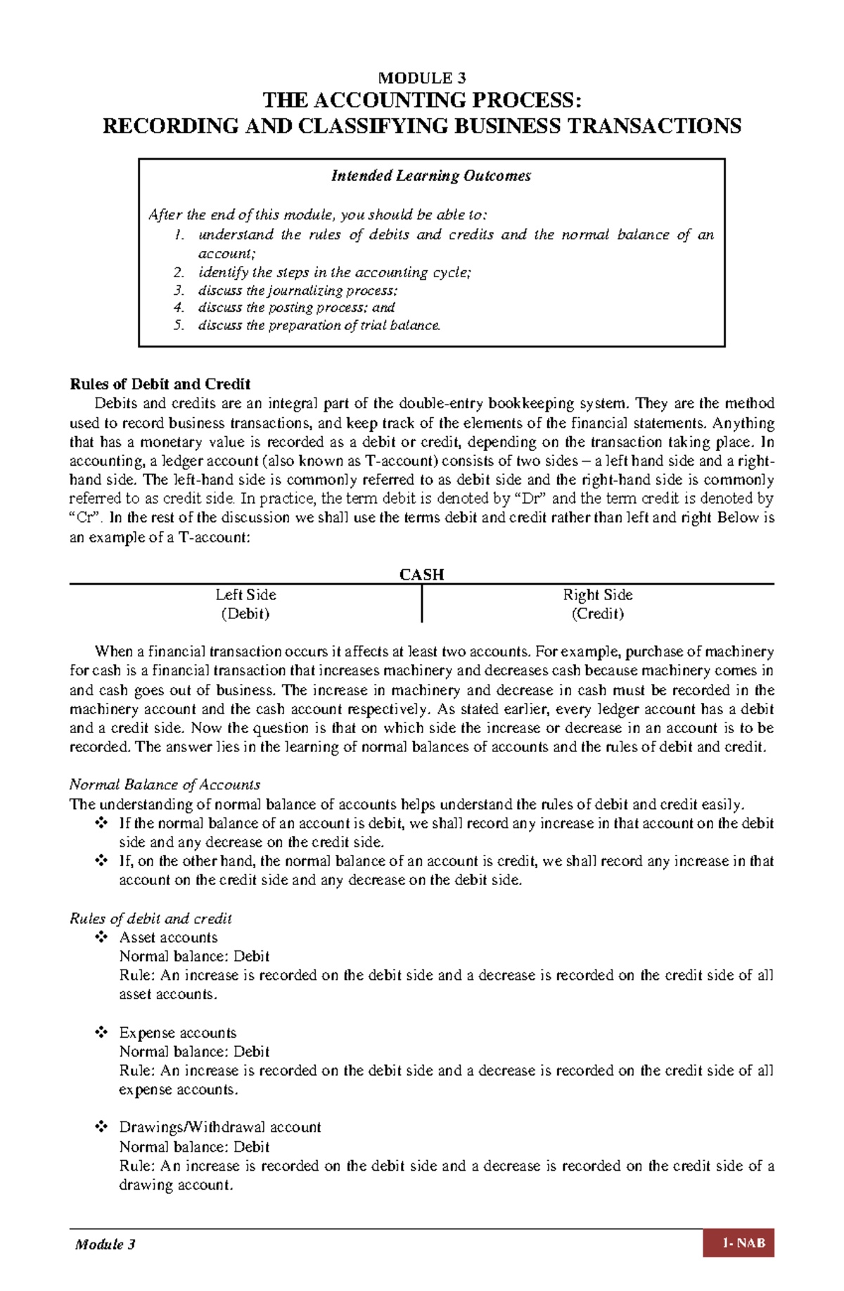 Module 3: Journalizing, Posting & Preparing the Trial Balance - Studocu