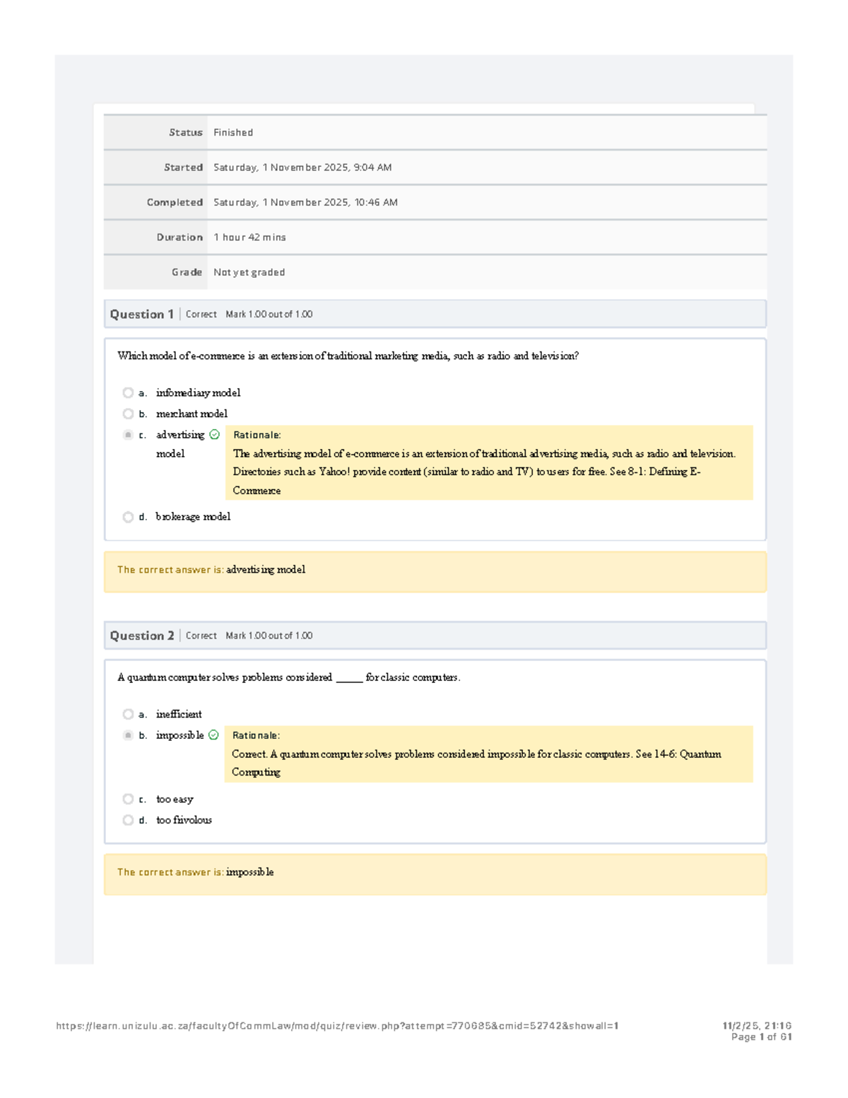 Mock Exam Quiz Review for Course Code: 21 16 - Studocu