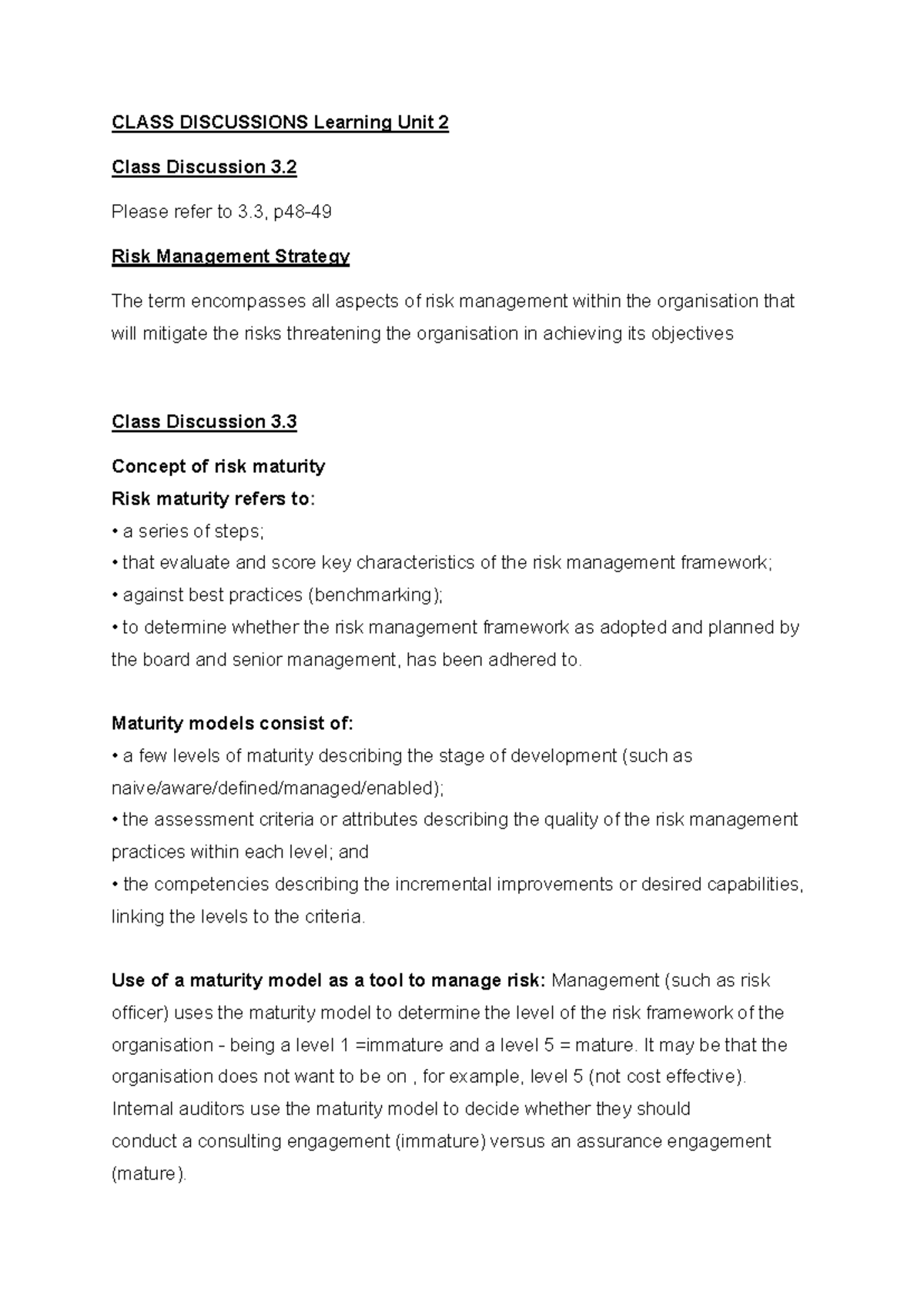 Class Discussions - Learning Unit 2 - CLASS DISCUSSIONS Learning Unit 2 ...