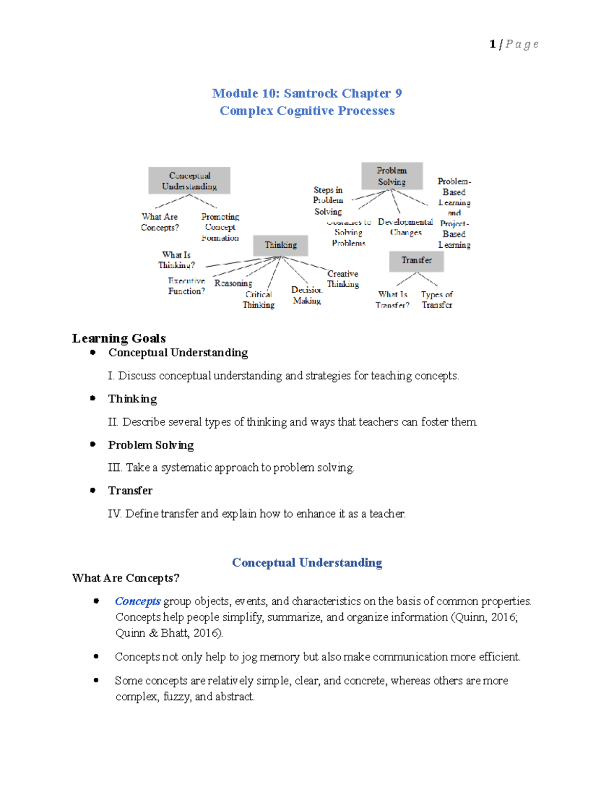 Complex Cognitive Processes: Insights from Santrock Chapter 9 - Studocu