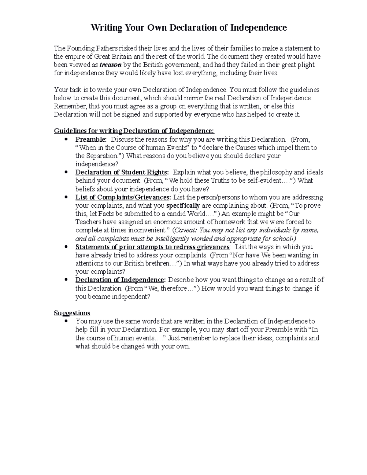 Student Declaration of Independence Guidelines - Full Answers - Studocu