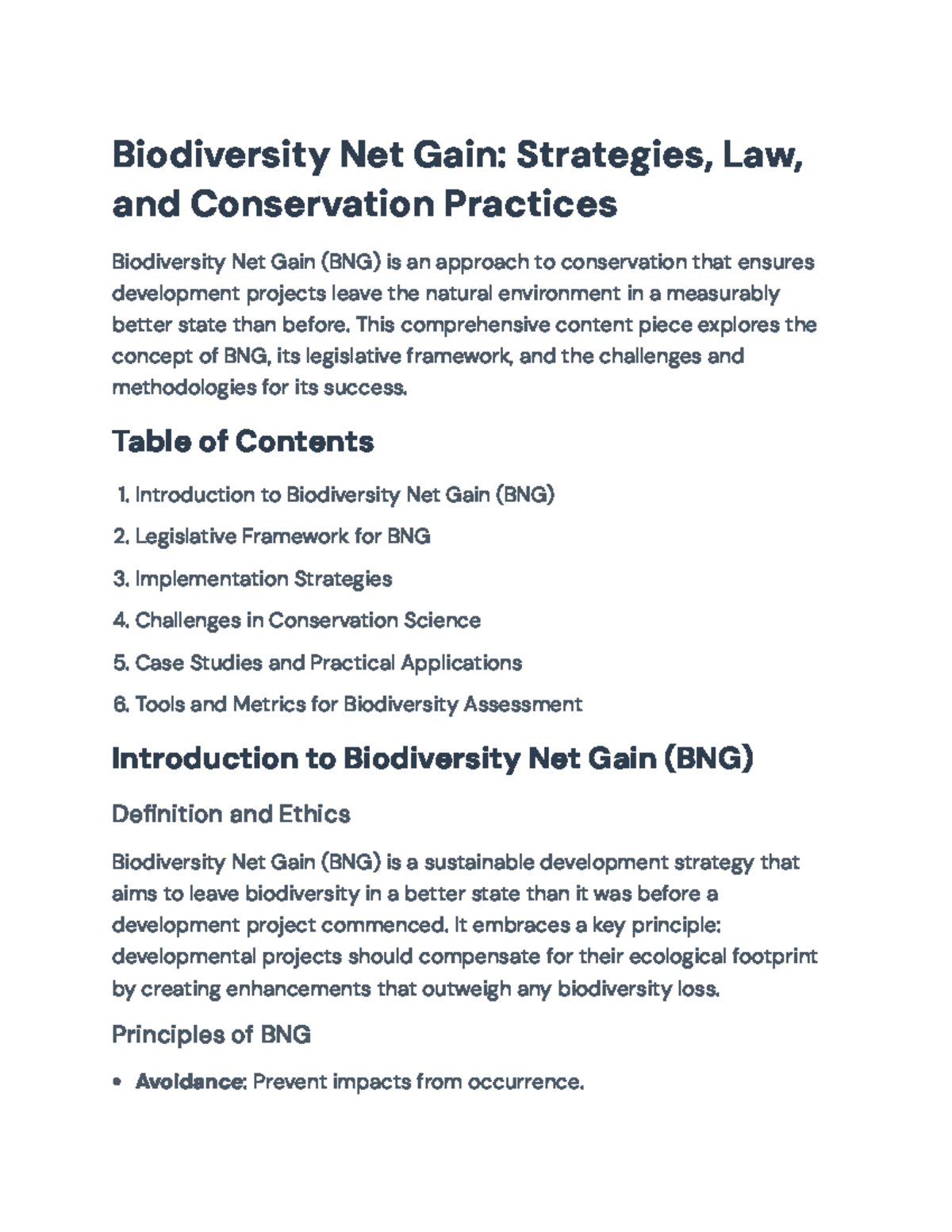 Biodiversity Net Gain (BNG): Strategies, Law, and Conservation ...