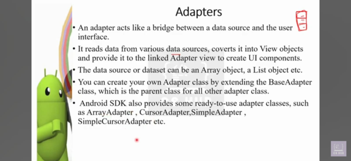 C8 HUB Lecture Notes on Adapters and Adapter Views in Android - Studocu