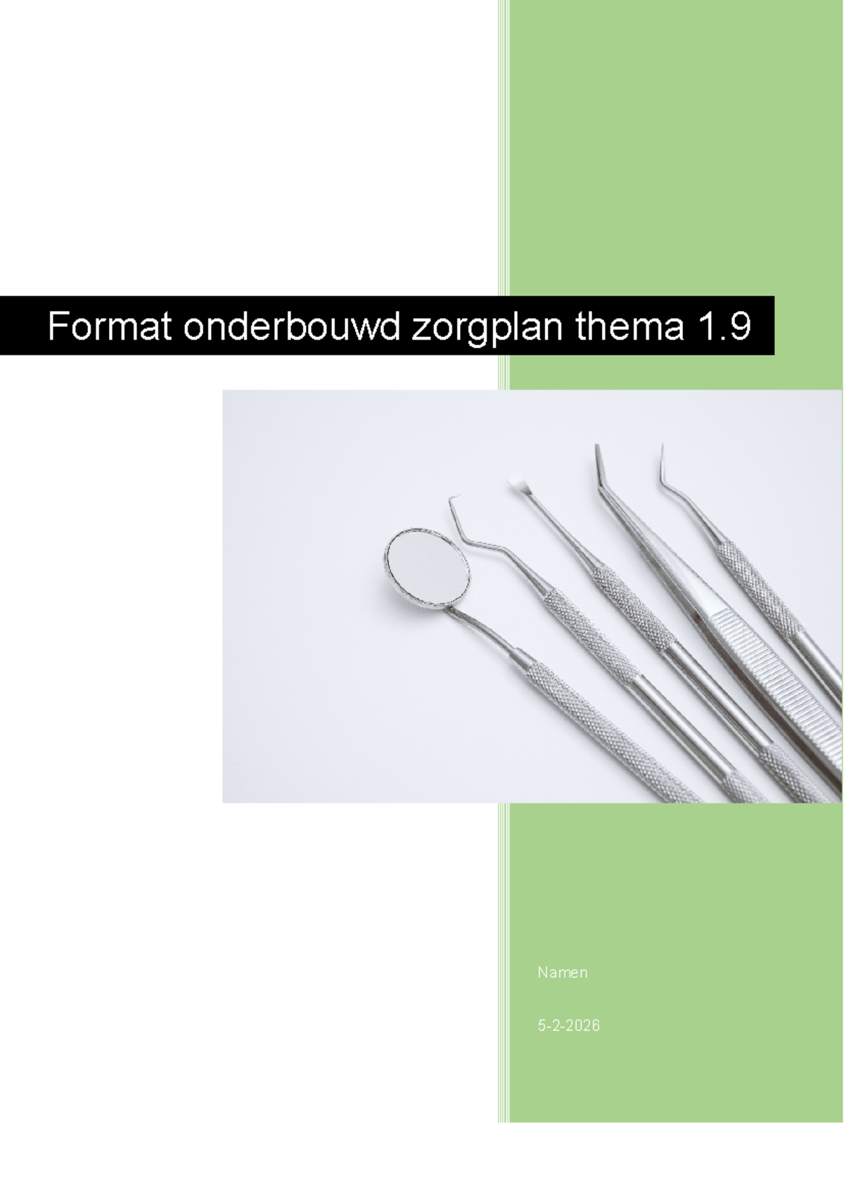 Zorgplan Thema 1.9: Format en Tips voor Mondzorgkunde B - Studeersnel