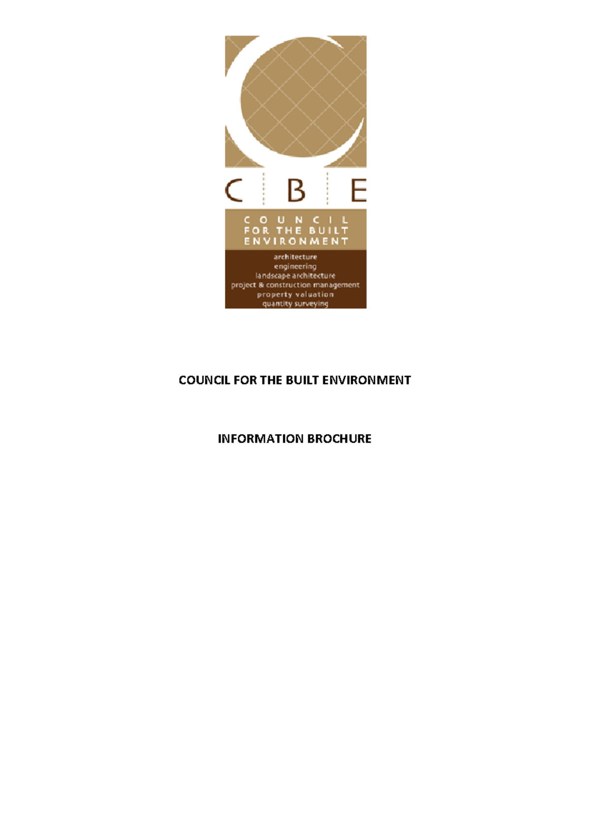 Council for the Built Environment Overview & Professional Councils ...