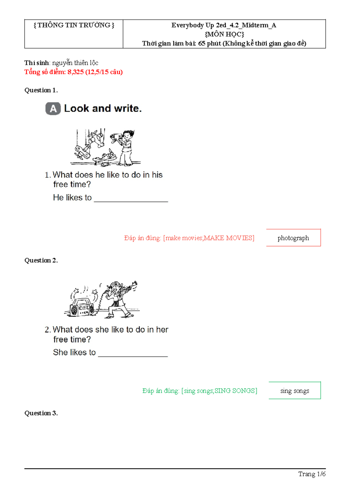 LỚP HỌC 5+6 - Everybody Up 2ed Midterm Exam Results - Studocu