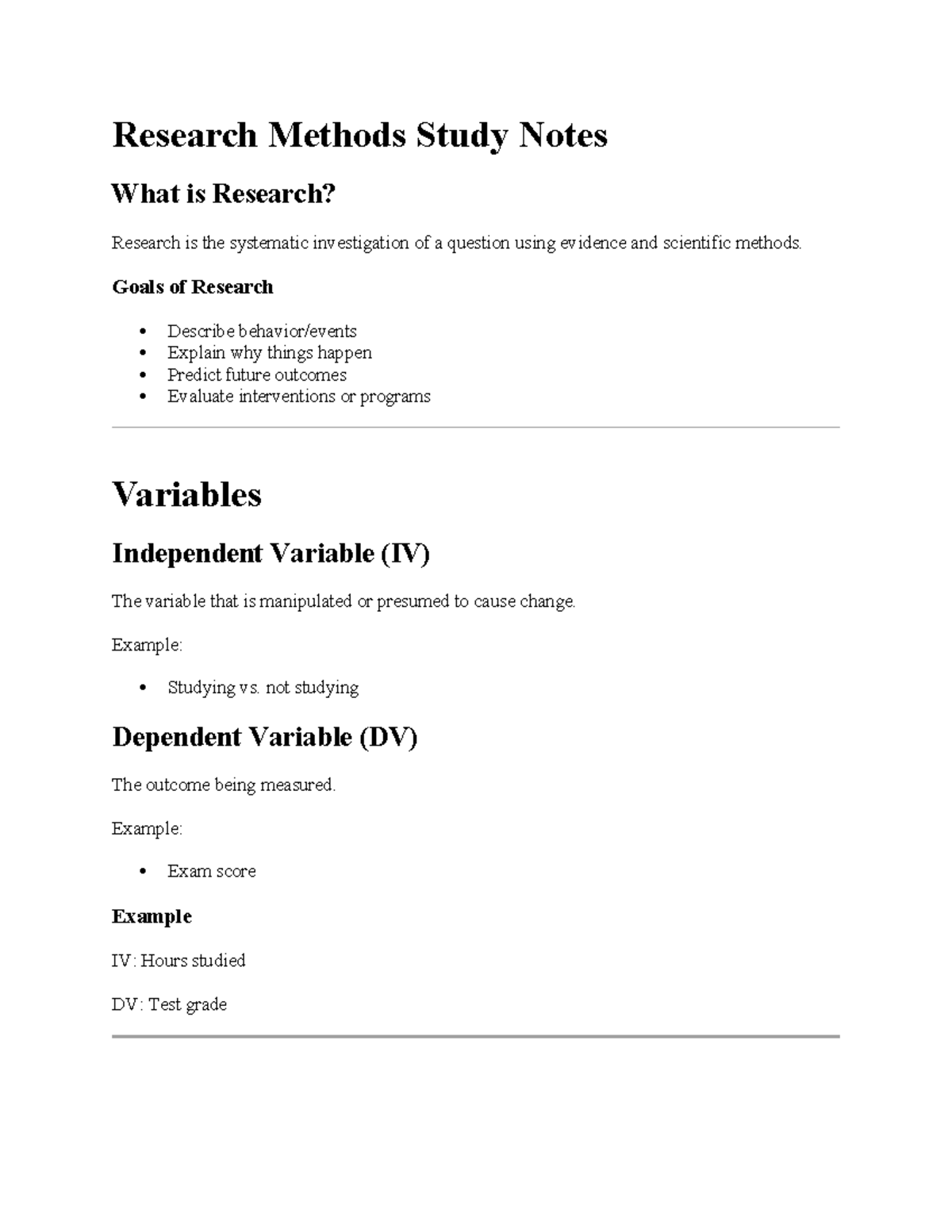 Research Methods Study Notes: Understanding Key Concepts and Terms ...