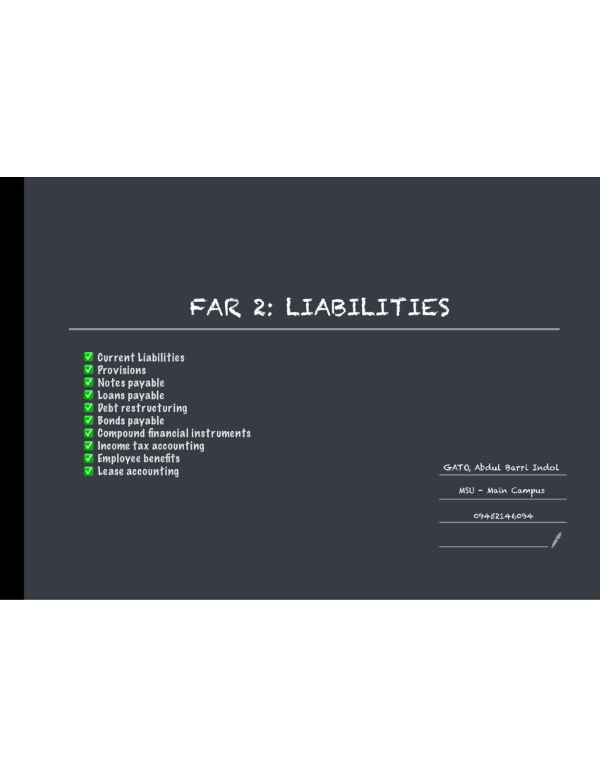 FAR 2 Liabilities - Comprehensive Study Notes and Overview - Studocu