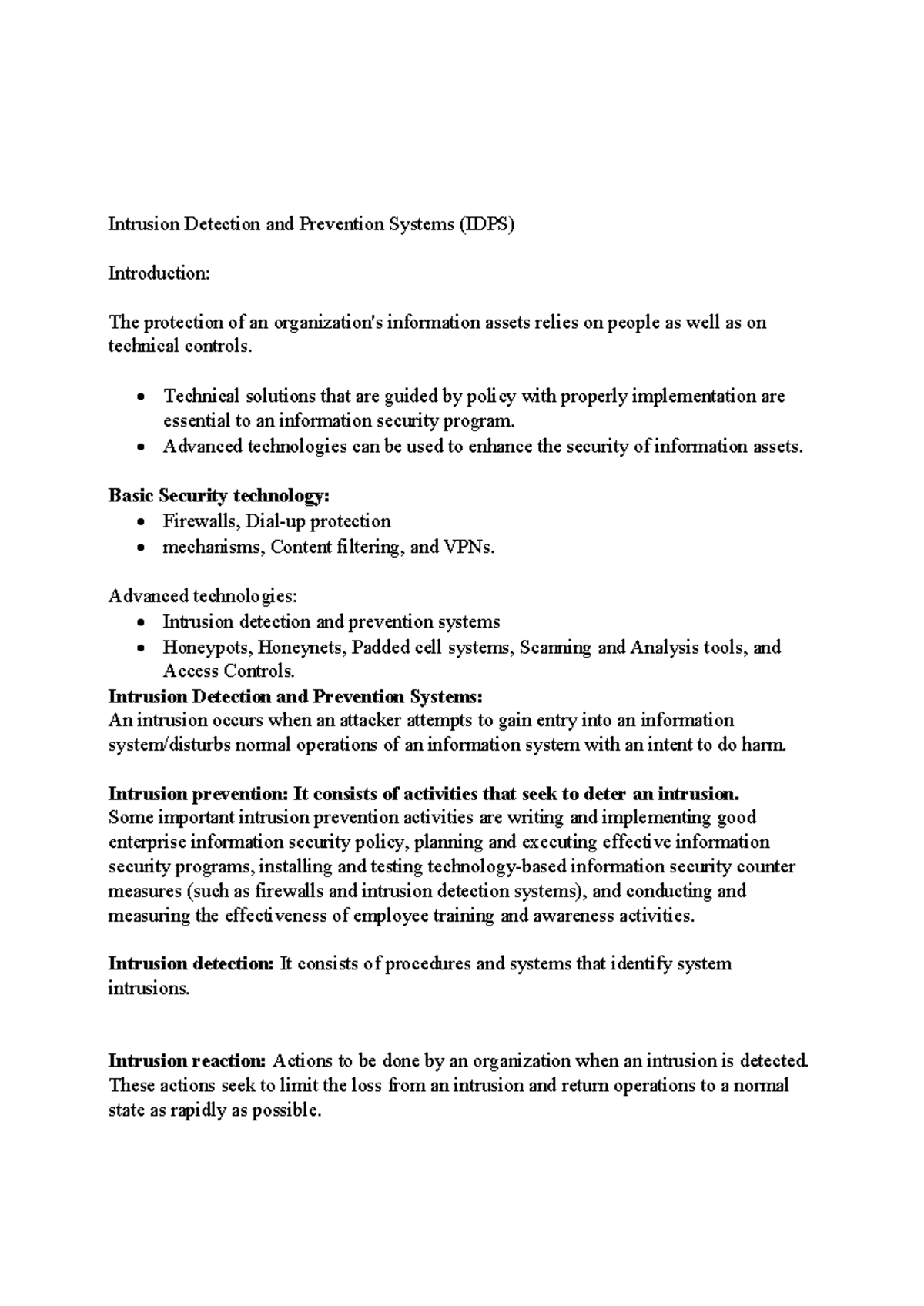 Unit 4 - Lecture Notes on Intrusion Detection and Prevention Systems ...