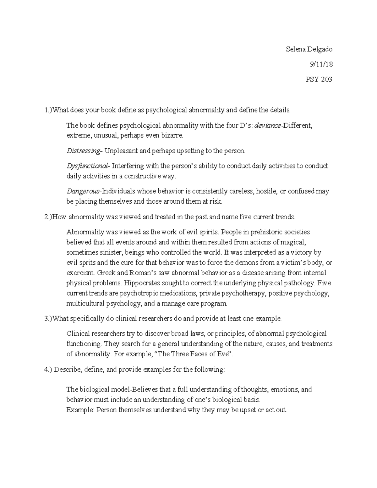 PSY 203 Study Guide: Key Concepts in Abnormal Psychology - Studocu