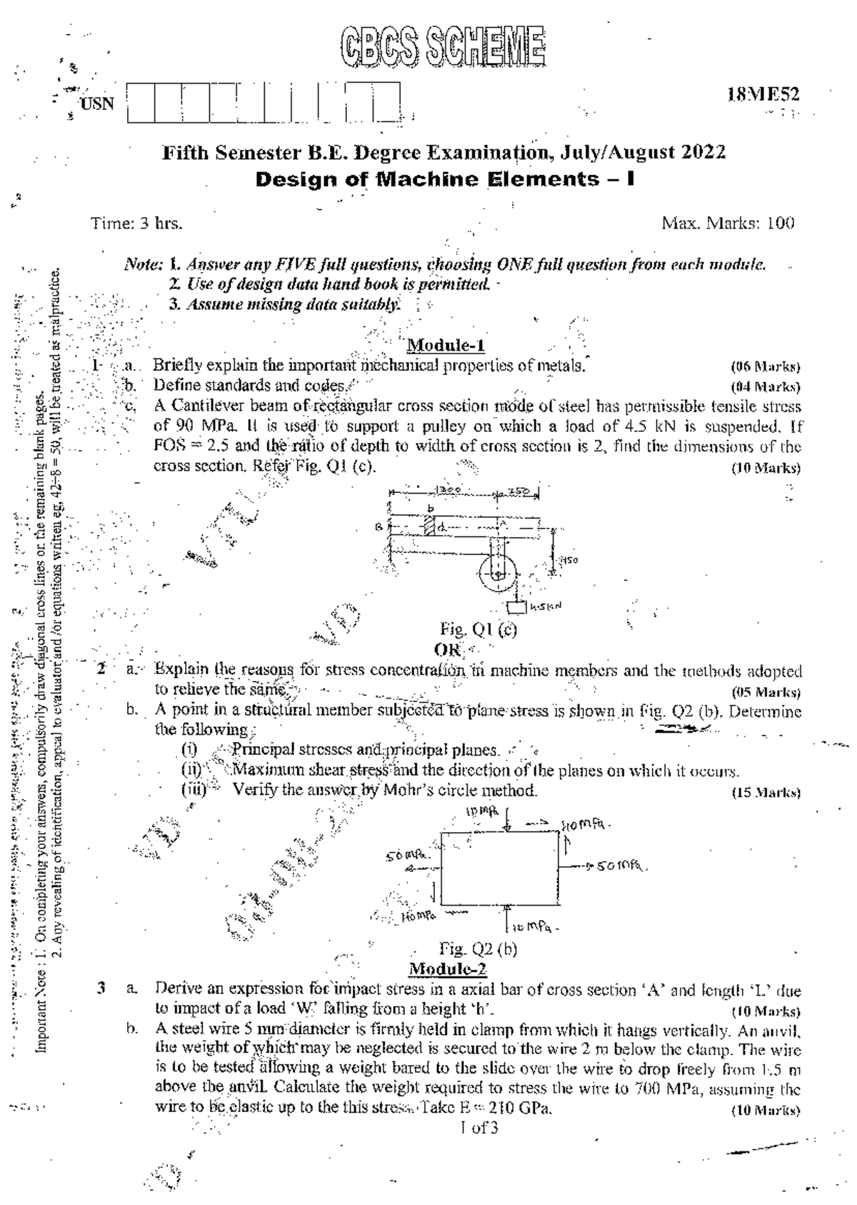 Design of Machine Elements - 18ME52 Course Notes - Studocu
