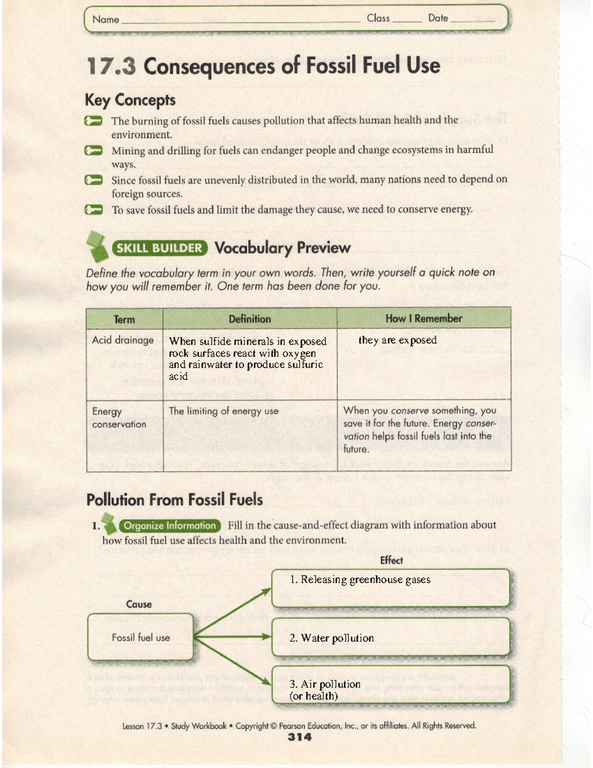 Chapter 17-3 Workbook: Consequences of Fossil Fuels and Pollution - Studocu