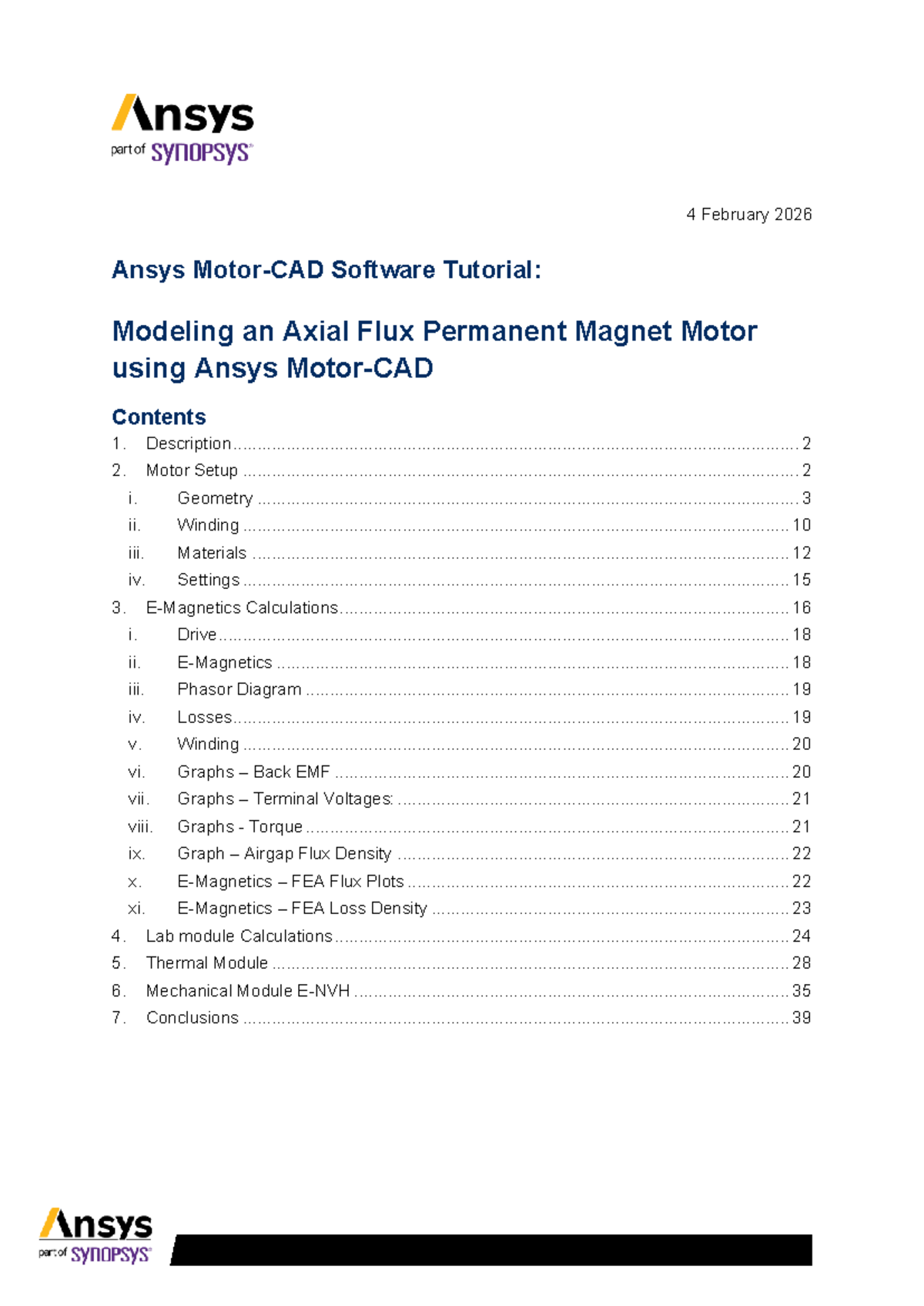 Ansys Tutorial: Modeling an Axial Flux Permanent Magnet Motor - Studocu