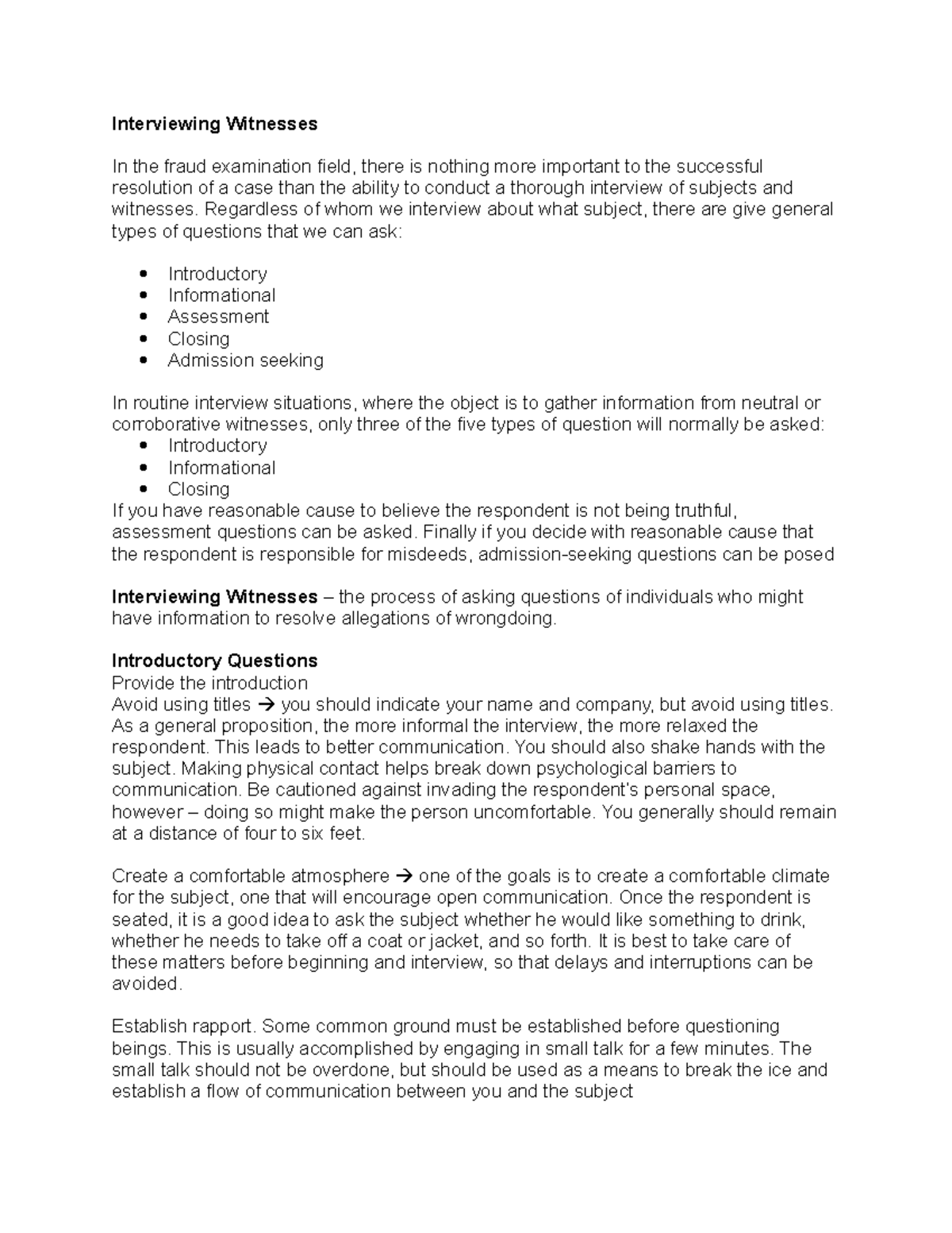 16. Interviewing Witnesses: Techniques for Effective Information ...