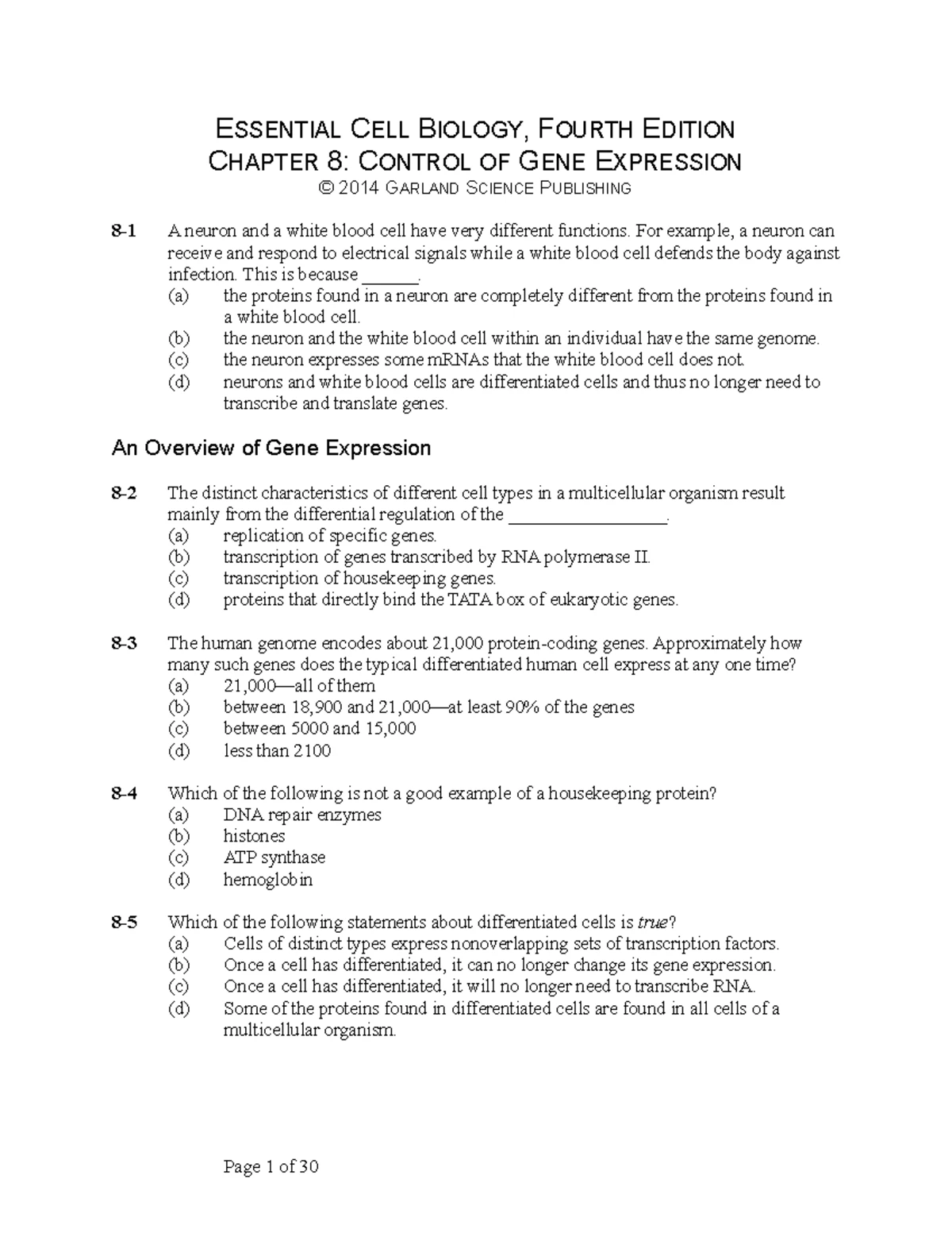 ECB4 Question Bank Ch04 - ESSENTIAL CELL BIOLOGY, FOURTH EDITION ...