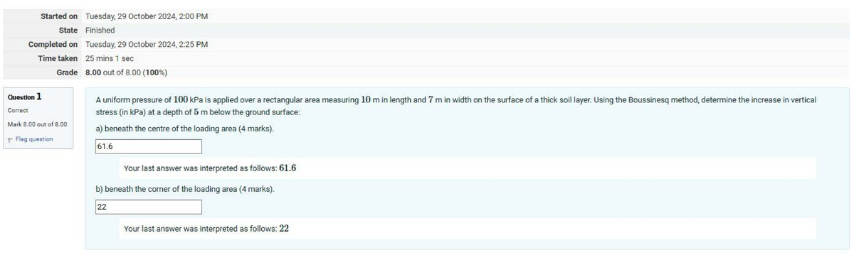 CVEN3202 quiz 2 - Started on Tuesday, 29 October 2024, 2:00 PM State ...