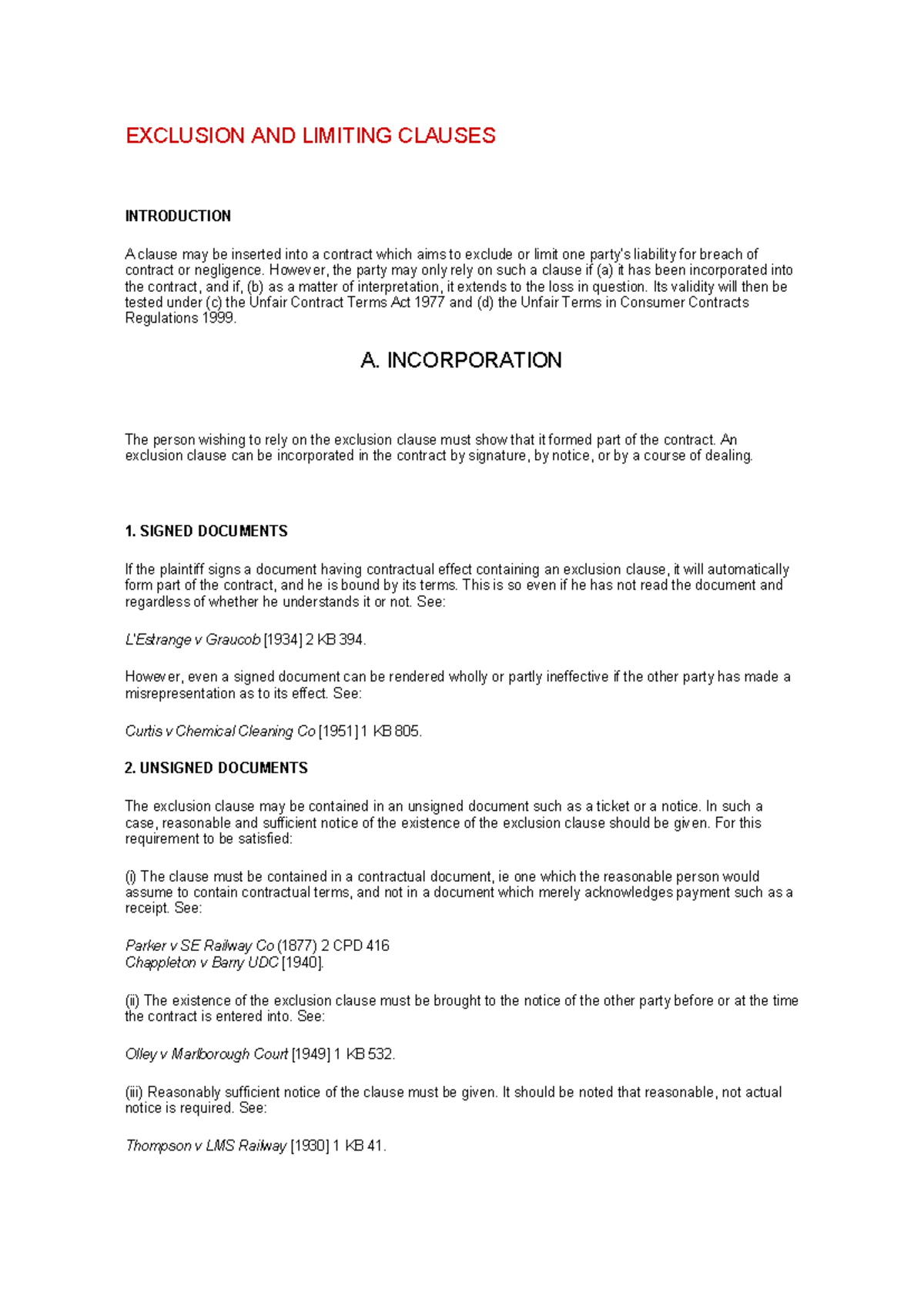 Exclusion and Limiting Clauses: A Comprehensive Overview - Studocu